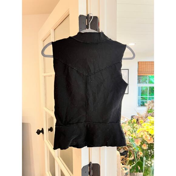 Hip to Hop Edgy Black Denim Sleeveless Vest, Small - Picture 4 of 5